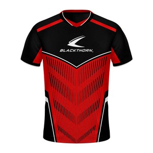 Servicio OEM Personalizado, Jersey Deportivo con Cuello en V para Hombre, Rojo y Negro, Impresión por Sublimación, Secado Rápido, Ropa Deportiva de Poliéster - Product Image 1