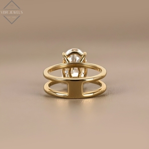 Anillo de Diamantes Ovalados de Lujo en Oro Amarillo con Cuatro Puntas, Joyería de Compromiso para Mujer, Regalo de Aniversario - Product Image 4