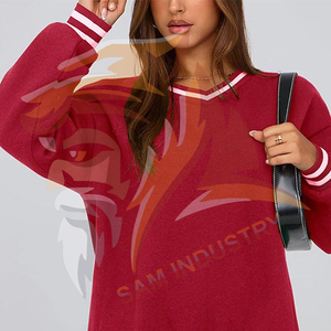 Sweat-shirt en molleton surdimensionné pour femme de haute qualité, broderie personnalisée, col rond, épaules tombantes - Product Image 6