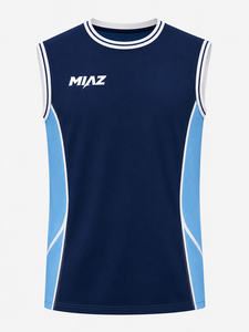 Camiseta de baloncesto sin mangas para hombre MIAZ, cuello redondo, poliéster que absorbe la humedad, color rojo sólido, ropa deportiva a precio económico. - Product Image 3