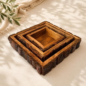 Newest Design Wooden Decorative Trays <b>Square</b> Rustic Handcrafted Multi-piece Package - Product Image 4