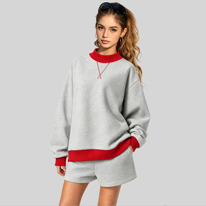 <b>Women's</b> Oversized Crew Neck <b>Sweatshirt</b> Solid Color Drop Shoulder <b>Long</b> Sleeve Casual Wear <b>Women</b> <b>Sweatshirt</b> - Product Image 4