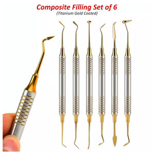 Juego de 6 Instrumentos Dentales Manuales Reutilizables de Alta Calidad para Rellenos de Composite, Recubiertos en Oro, de Acero Inoxidable - Product Image 3