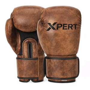 Gants de boxe en cuir véritable Vintage Fighter By Xpert MMA Kick Boxing avec sangle de poignet réglable - Product Image 1