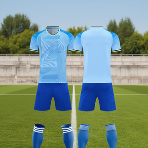 Ensemble de maillots de football pour hommes et enfants, à séchage rapide, respirant, à manches courtes, pour l'entraînement et les matchs, personnalisable, vierge - Product Image 3
