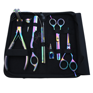 Customizable Rainbow Hair Extension tools Accessories Set <b>Tape</b> In Plier Barber Scissor Thinning Shears razor Parting Fingers set - Product Image 1