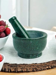 Mortier et pilon en marbre vert | Ustensiles de cuisine | Mortier et pilon en gros | Mortier et pilon en pierre pour épices - Product Image 2