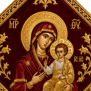 Vêtement liturgique orthodoxe pour prêtre, en velours rouge, brodé à la main avec des détails dorés, avec pompons, taille adulte unisexe, personnalisable, marque OEM - Product Image 3