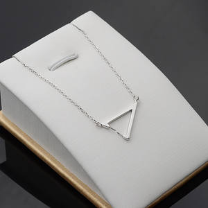 Collier en argent S925 avec perle triangulaire traversante, plateau vide pour 5-6 perles, accessoires tendance pour bricolage, pendentifs de mode - Product Image 1