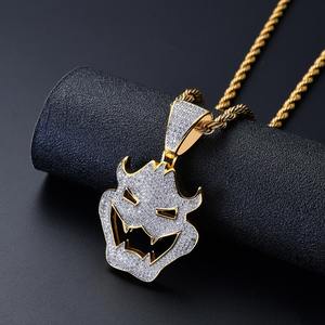 Nouveauté : Collier Hip-Hop avec Masque de Vampire, Pendentif Diamanté Bling Bling Monstre Rappeur pour Femme et Homme, Cadeau d'Halloween - Product Image 1