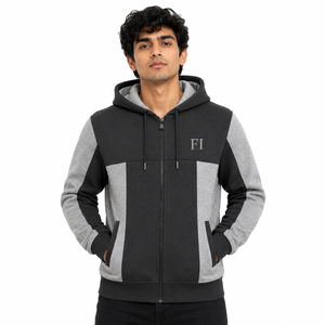 Sudadera con capucha de moda para hombre, con cremallera completa, diseño de bolsillo frontal con logo, estilo casual, streetwear, oversize, 100% algodón, para invierno - Product Image 1