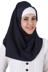 ชุดเดรสยาวมุสลิมสีกรมท่า แขนยาว แต่งระบายชายเสื้อ มีฮู้ด สวมใส่สบายๆ - Product Image 4