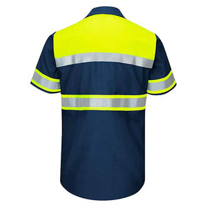 Camisas de trabajo de alta visibilidad con protección solar, manga larga, de algodón, con logotipo personalizado, reflectantes, de seguridad, para hombre. - Product Image 3