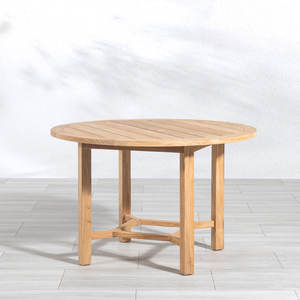 Table de salle à manger ronde moderne en teck, imperméable, écologique et durable pour jardin, villa et complexe hôtelier - Product Image 3
