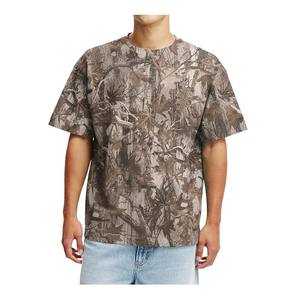 Camiseta Oversize con Estampado de Jungla en Color Rojo, Diseño Completo, Estilo Vintage, Hombros Caídos, Transpirable, Única, de Tela Gruesa con Lavado Ácido - Product Image 5