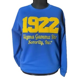 Sweat-shirt pour femme 1922 en chenille avec lettres brodées Sigma Gamma Rho, col rond, en polaire bleu, pour sororité - Product Image 1