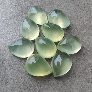 Cabujón de Prehnita Natural en Forma de Lágrima, Gema Calibrada en Forma de Pera con Reverso Plano, Disponible en Todos los Tamaños - Product Image 4