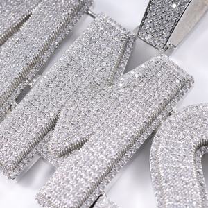 Custom Iced Out Moissanite Shape <b>Name</b> Pendant Necklace with Cuban Link <b>Chain</b> Hip Hop Bling 925 Silver Jewelry for Men Women - Product Image 4