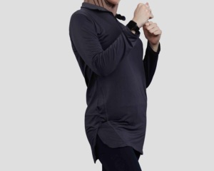 Camisetas Deportivas Negras de Alta Calidad, Transpirables, Personalizadas para Exteriores, Largas, Holgadas, con Media Cremallera, Modestas, Venta al por Mayor, OEM, ODM - Product Image 2