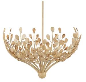 Gold <b>Leaf</b> Iron Chandelier E26 LED 2700K Warm White Modern Simple Luxury Adjustable Height Living Room Ceiling Fixture Large Size - Product Image 3