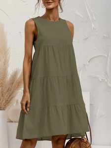Ensemble combinaison 100 % coton pour femme, style vintage, uni, à volants, coupe ample, toutes saisons, ligne A, fentes simples, écologique - Product Image 4
