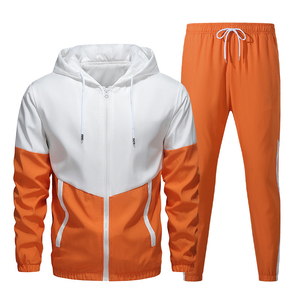 Men's Black <b>White</b> Color Blocking Hooded Tracksuit Full Zip Sweatshirt <b>Joggers</b> Sporty Style Breathable Polyester Autumn Wear - Product Image 1