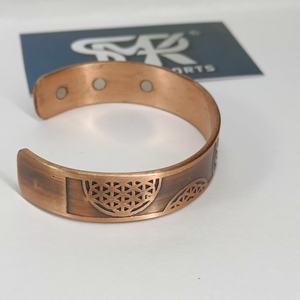 Pure Copper Metal Craft Magnetic Handmade Cuff <b>Bangle</b> <b>Engraved</b> Plain Design Antique/Polished Finish Lightweight Adjustable for - Product Image 3