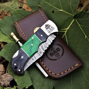 มีดพับ Damascus Lockback ด้ามไม้ เกรดอุตสาหกรรม รับประกัน 1 ปี จากผู้ผลิต มีดพับ EDC ขายส่ง - Product Image 4