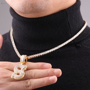Colgante personalizado con letras del alfabeto estilo hip hop, con diamantes cultivados en laboratorio, unisex. - Product Image 2