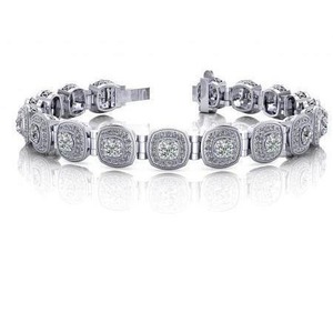 Magnifique bracelet à maillons en or blanc avec diamants de laboratoire de 10,50 carats à taille ronde - Product Image 3