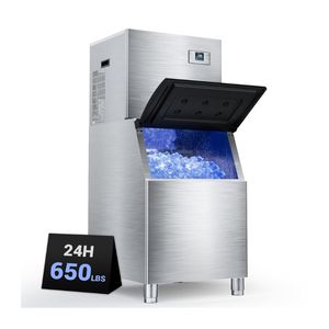 เครื่องทำน้ำแข็งเชิงพาณิชย์ 650 ปอนด์/24 ชม., ความจุขนาดใหญ่ 400 ปอนด์, เครื่องทำน้ำแข็งก้อนอุตสาหกรรมพร้อมฟังก์ชั่นทำความสะอาดตัวเอง - Product Image 1