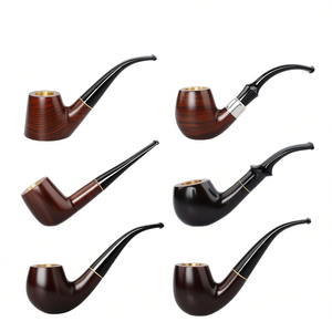 Pipe à fumer en bois de type courbé, faite à la main, de haute qualité, finition laquée vintage, durable, réutilisable, écologique, portable, logo personnalisé - Product Image 2