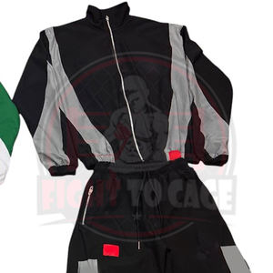 Survêtement en nylon 2026 avec logo personnalisé, ensemble deux pièces patchwork, veste zippée et pantalon, coupe-vent en polyester pour hommes - Product Image 6