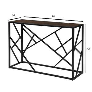 Mesa Consola Rectangular Industrial con Tapa de Madera y Estructura de Metal Negro |   Mesa para la Entrada y la Sala de Estar - Product Image 4