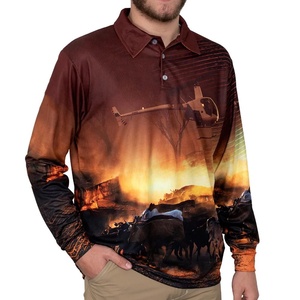 Polo de pêche UV imprimé par sublimation à séchage rapide respirant personnalisé à manches longues - Product Image 1
