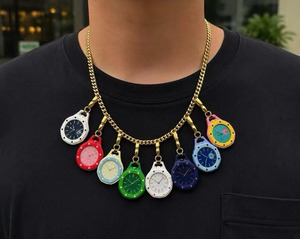 Octagonal Waffle Dial Quartz Watch with Lanyard Strap Trendy Unisex Streetwear Fashion Necklace Pendant <b>Pocket</b> Watch - Product Image 3
