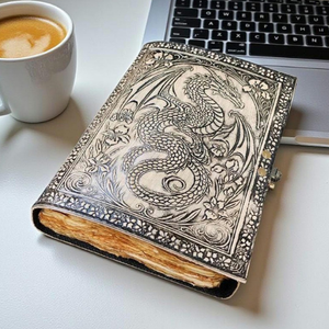Handmade Leather Dragon <b>Journal</b> Hardcover Embossed Grimoire Genuine Leather Notebook Vintage <b>Writing</b> Diary Gift - Product Image 6
