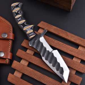 มีดล่าสัตว์ทำมือเกรดอุตสาหกรรมจาก UA Supplies  ด้ามจับ G10 Micarta ปลายมีดแบบ Drop Point พร้อมปลอกหนัง สำหรับกิจกรรมกลางแจ้ง - Product Image 4