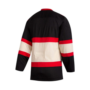 Jersey de Hockey sobre Hielo para Hombre, Invierno, Color Negro, Rojo y Blanco, Manga Larga, Cuello Redondo, Sublimado, Transpirable, Poliéster, Talla Adulto - Product Image 2
