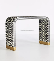 Table console incrustée d'os faite à la main avec des meubles de salon indiens en laiton meubles de salon modernes en bois et en laiton