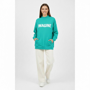 Achetez un pull oversize pour femme, style décontracté, col montant, pour l'automne - Product Image 1