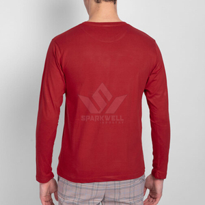 <b>Men's</b> <b>Long</b> <b>Sleeve</b> T-<b>Shirt</b> <b>Red</b> Angel Statue Print O-Neck Casual Knitted Cotton Regular Fit Back Logo - Product Image 6