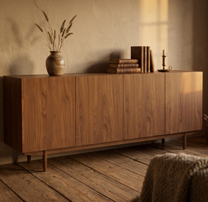 Commode en teck massif Lumee, design minimaliste, élégant et moderne, pieds élégants, grand espace de rangement pour le salon, la chambre à coucher, écologique, durable - Product Image 6