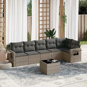 Conjunto de Sofás de Jardín de Ratán Gris, 6 Plazas, Muebles de Exterior Resistentes a la Intemperie, Diseño Contemporáneo - Product Image 3