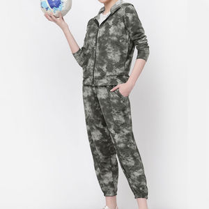 Vêtements décontractés respirants de haute qualité pour femmes, ensemble de survêtement tie-dye personnalisé avec logo, ensemble de survêtement tie-dye en sublimation, coton et polyester - Product Image 1
