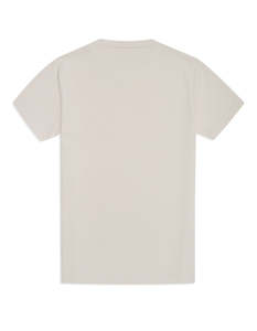 Camiseta de algodón de manga corta con cuello redondo para hombre, corte regular, color liso, informal, tejido de punto, teñido liso, beige. - Product Image 2
