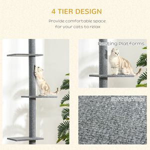 Centro Attività per Gatti Naturale, Torre Rampicante per Gatti da Terra a Soffitto con Posti di Tiraggio in Sisal per Gattini - Product Image 5
