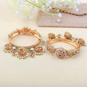 Antique Designer Copper Alloy Gold Plated Bangles-Trendy Number Pattern Bracelets - Product Image 3