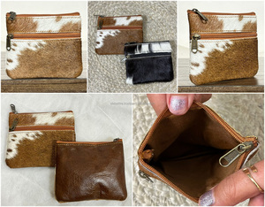 Real Handmade Hair on Hide Fur Leather Coin Purse Genuine Leather Credit Card Holder Western Stylish Cute <b>Small</b> Purse for Women - Product Image 3