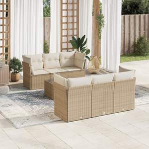 Conjunto de Sofás de Jardín en Color Beige Crema - Product Image 1